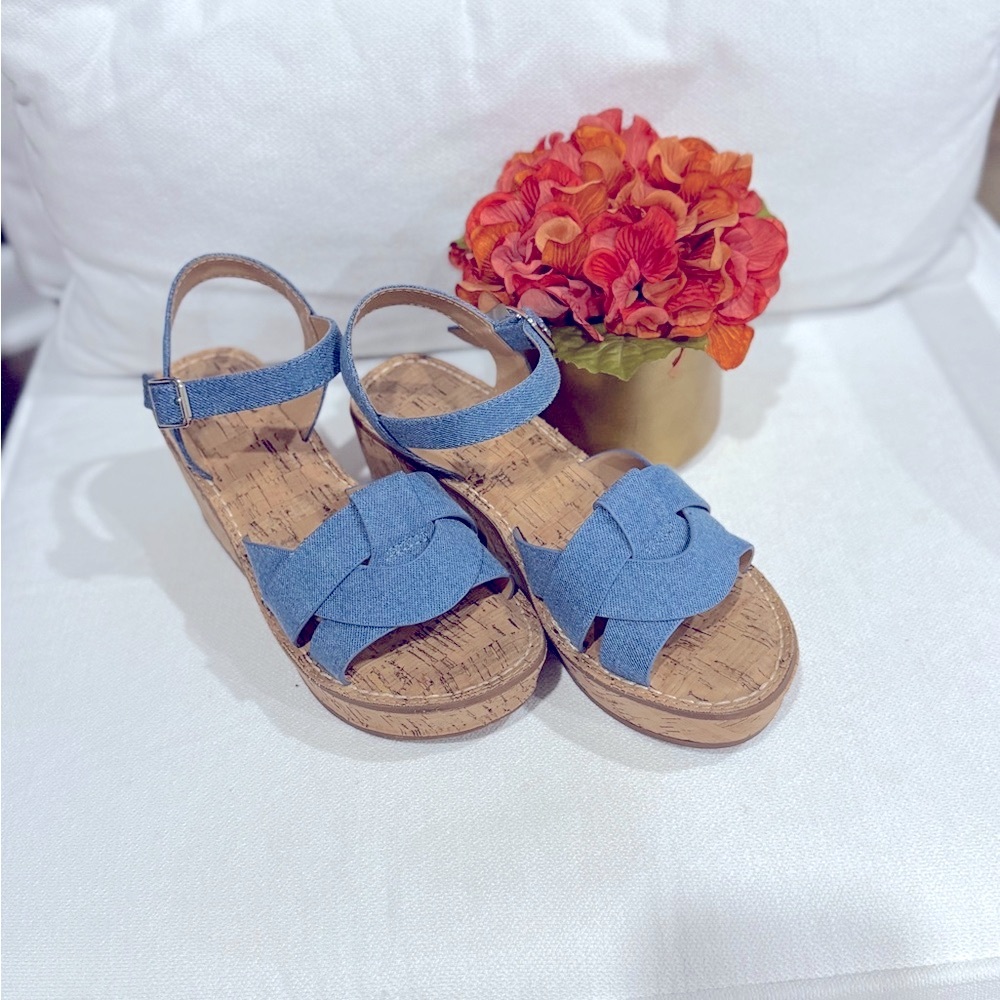 White Mountain Blue Wedge Sandals 7.5 - Picture 7 of 7